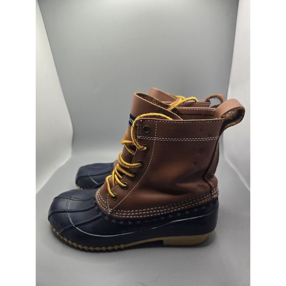 Lands End Duck Boots Women Size 6B Leather Flannel 519244 Lined Lace Up Rain EXC - Picture 2 of 9